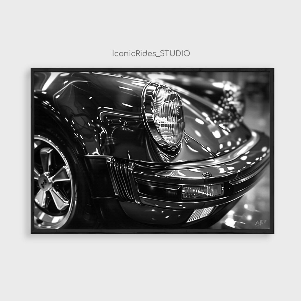 Black and White Porsche 911 Close-Up