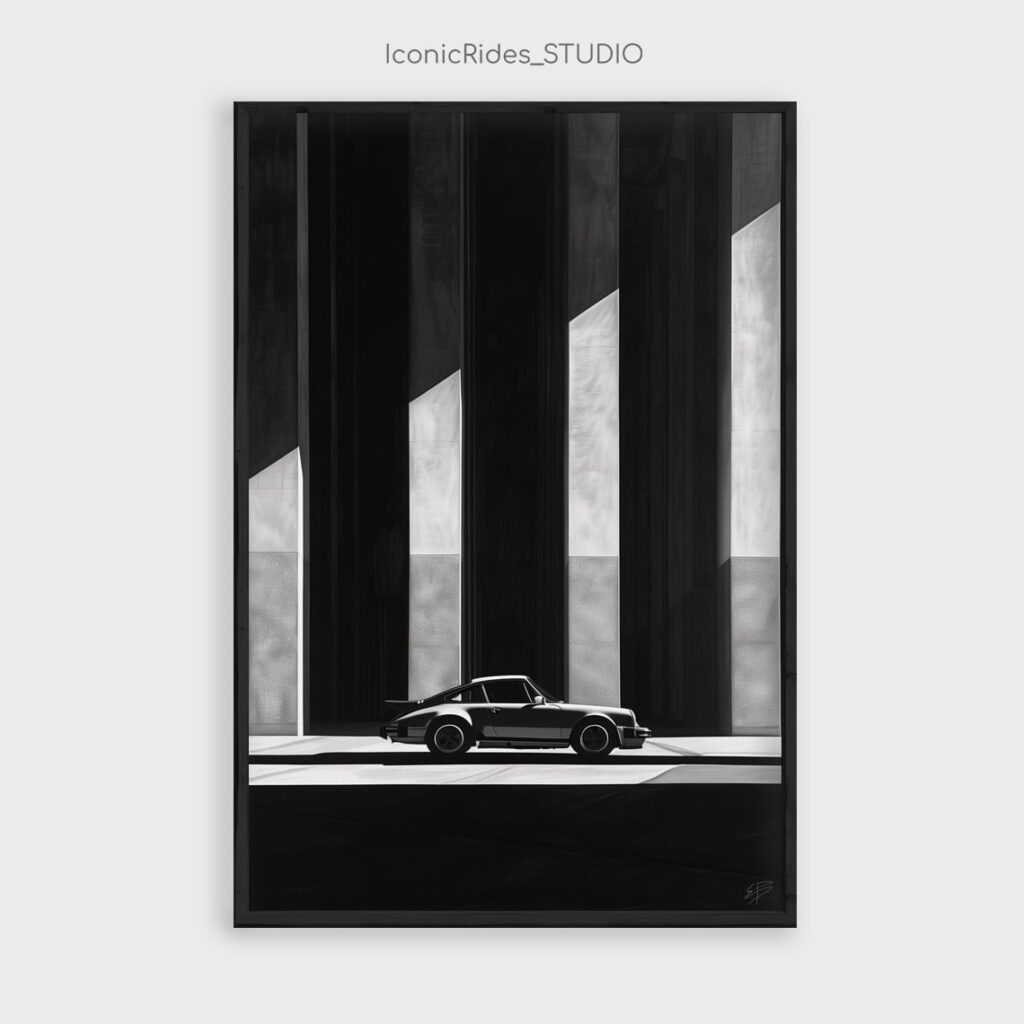 Black and White Porsche 930