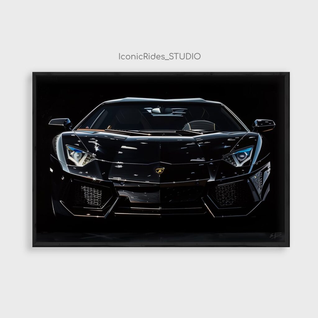 Black Lamborghini Aventador Front View