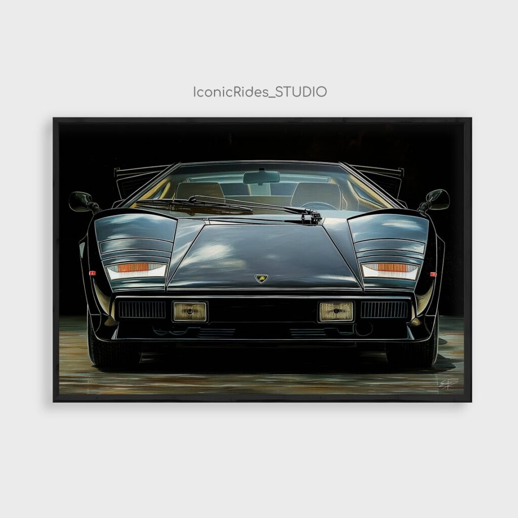 Black Lamborghini Countach Front View