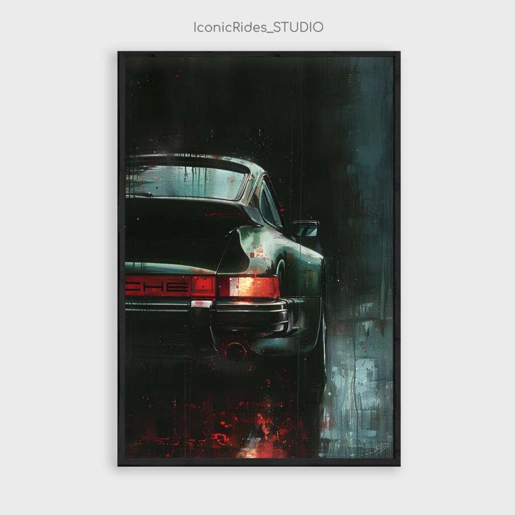 Dark Green Porsche 911 Turbo Rear View