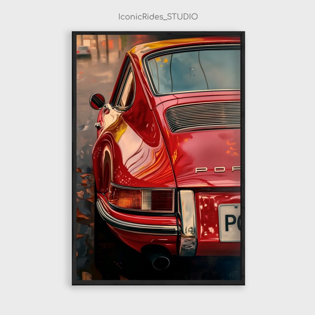 Red 1967 Porsche 911 Rear View