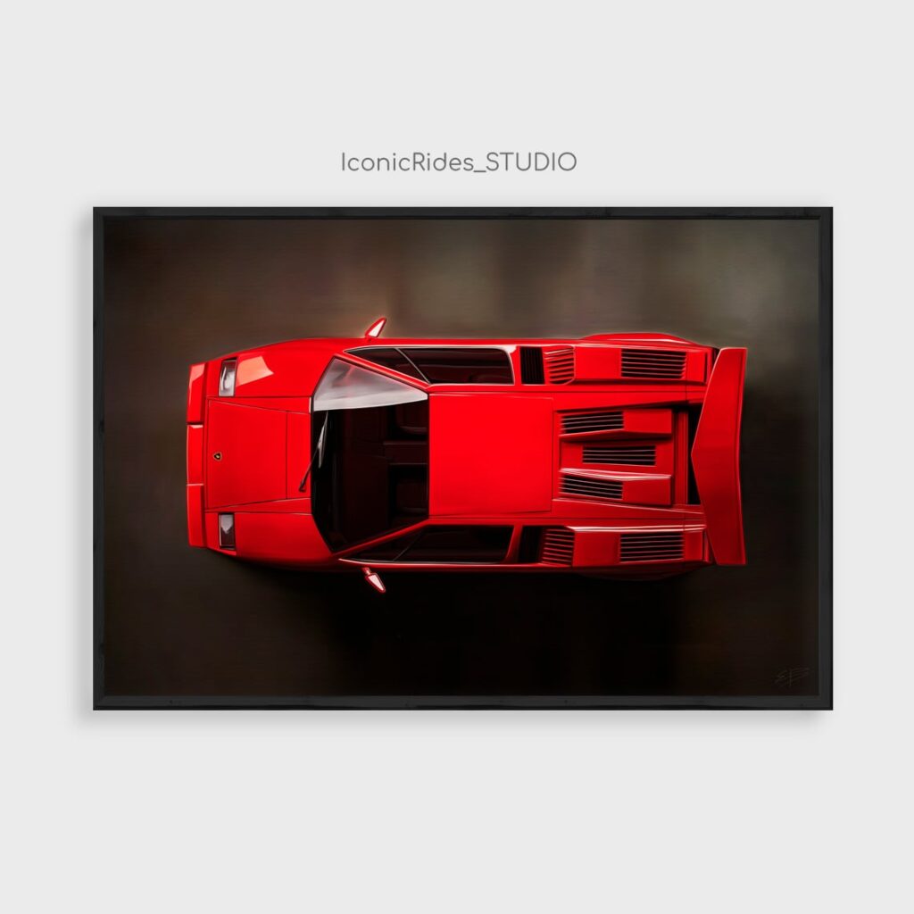 Red Lamborghini Countach Top View