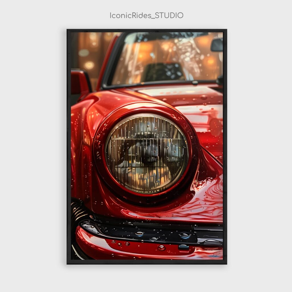 Red Porsche 911 Headlight Close-Up