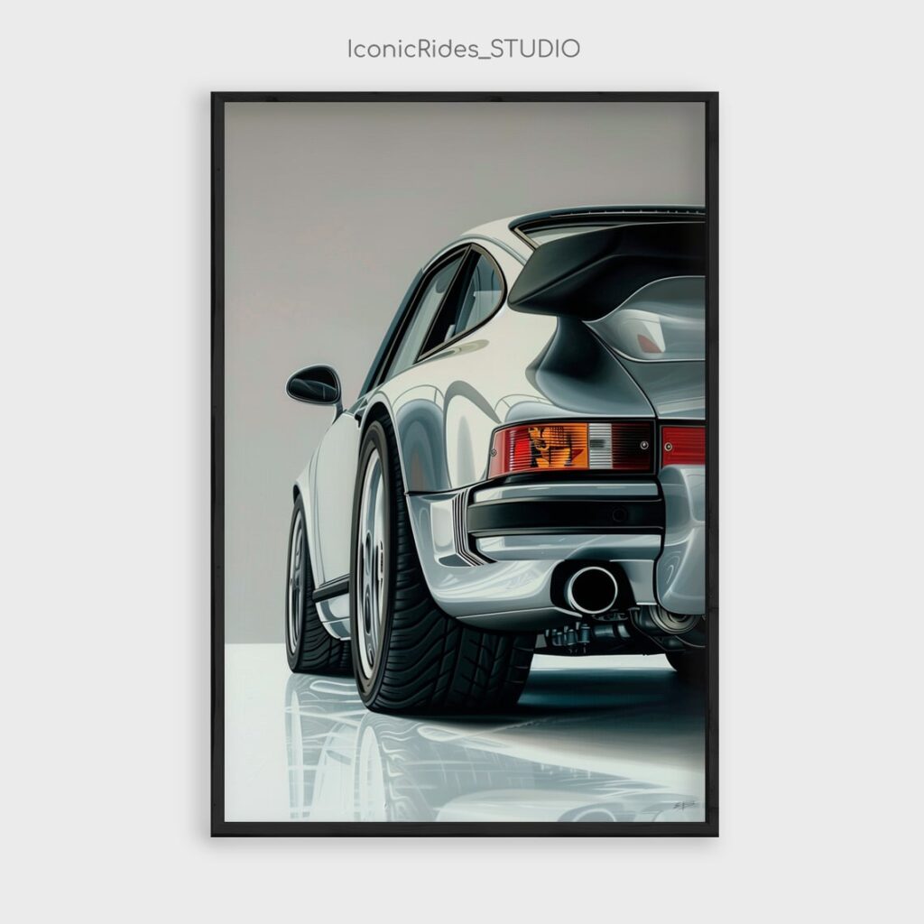 Silver Porsche 930 Turbo Rear View