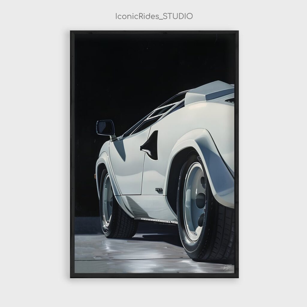 White Lamborghini Countach Rear View