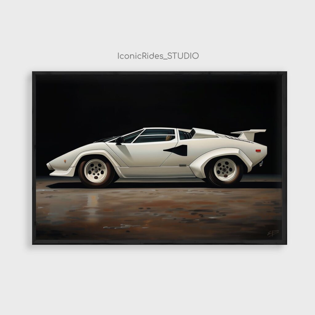 White Lamborghini Countach Side View