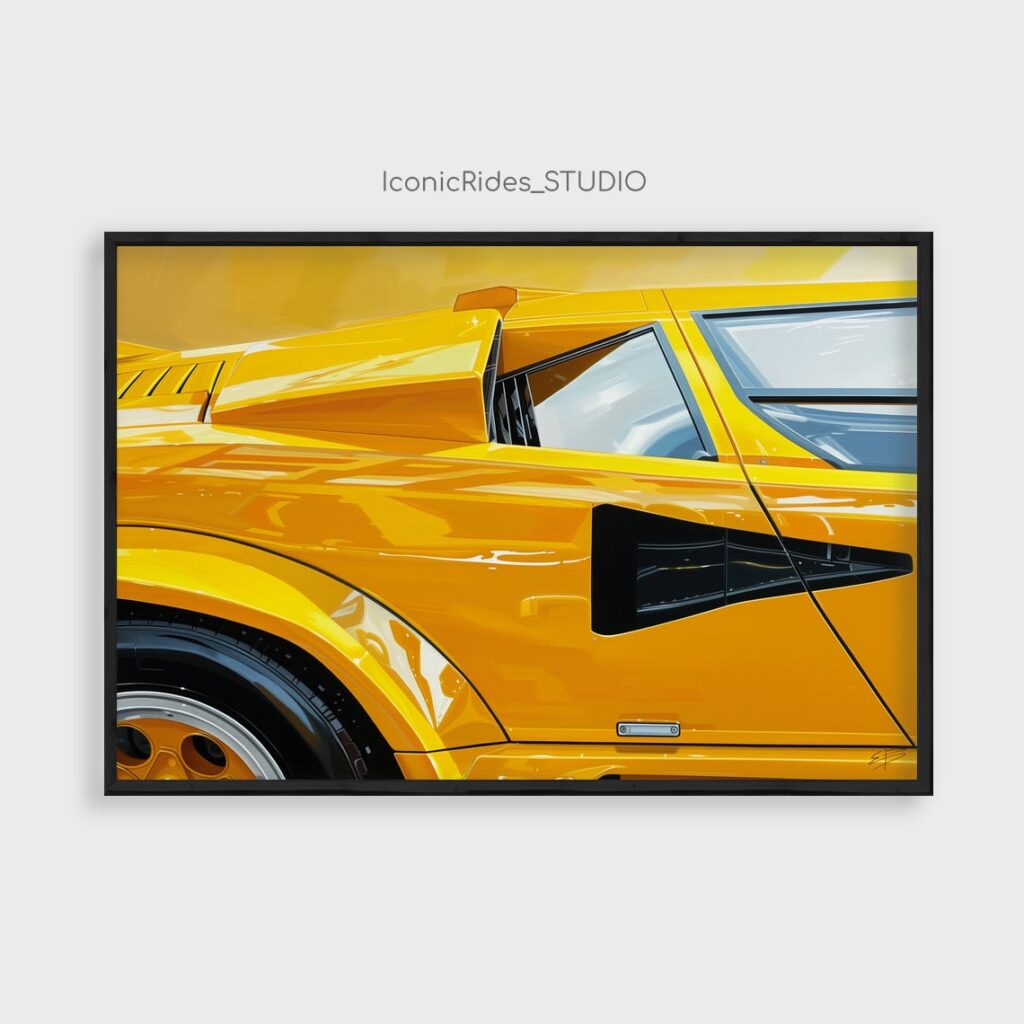 Yellow Lamborghini Countach Close-Up