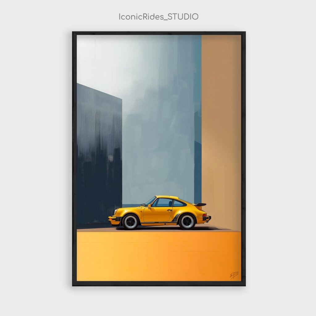Yellow Porsche 930 Minimalist